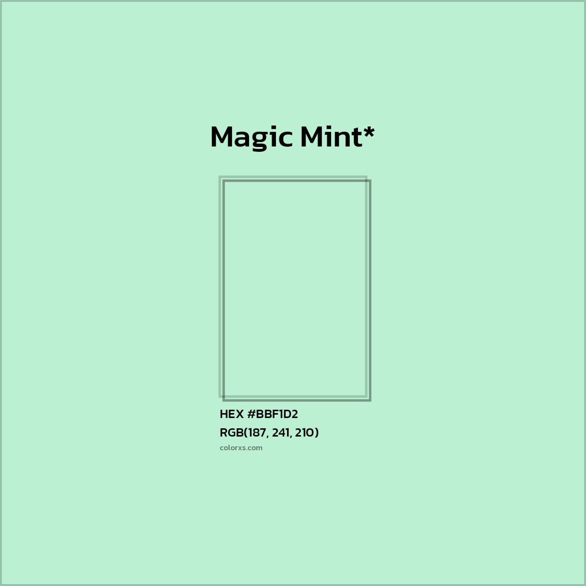 HEX #BBF1D2 Color Name, Color Code, Palettes, Similar Paints, Images