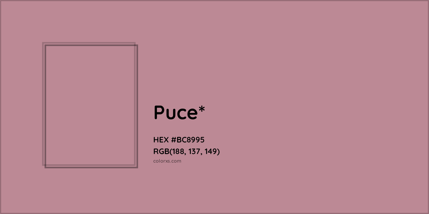 HEX #BC8995 Color Name, Color Code, Palettes, Similar Paints, Images
