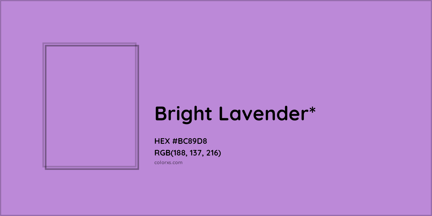 HEX #BC89D8 Color Name, Color Code, Palettes, Similar Paints, Images