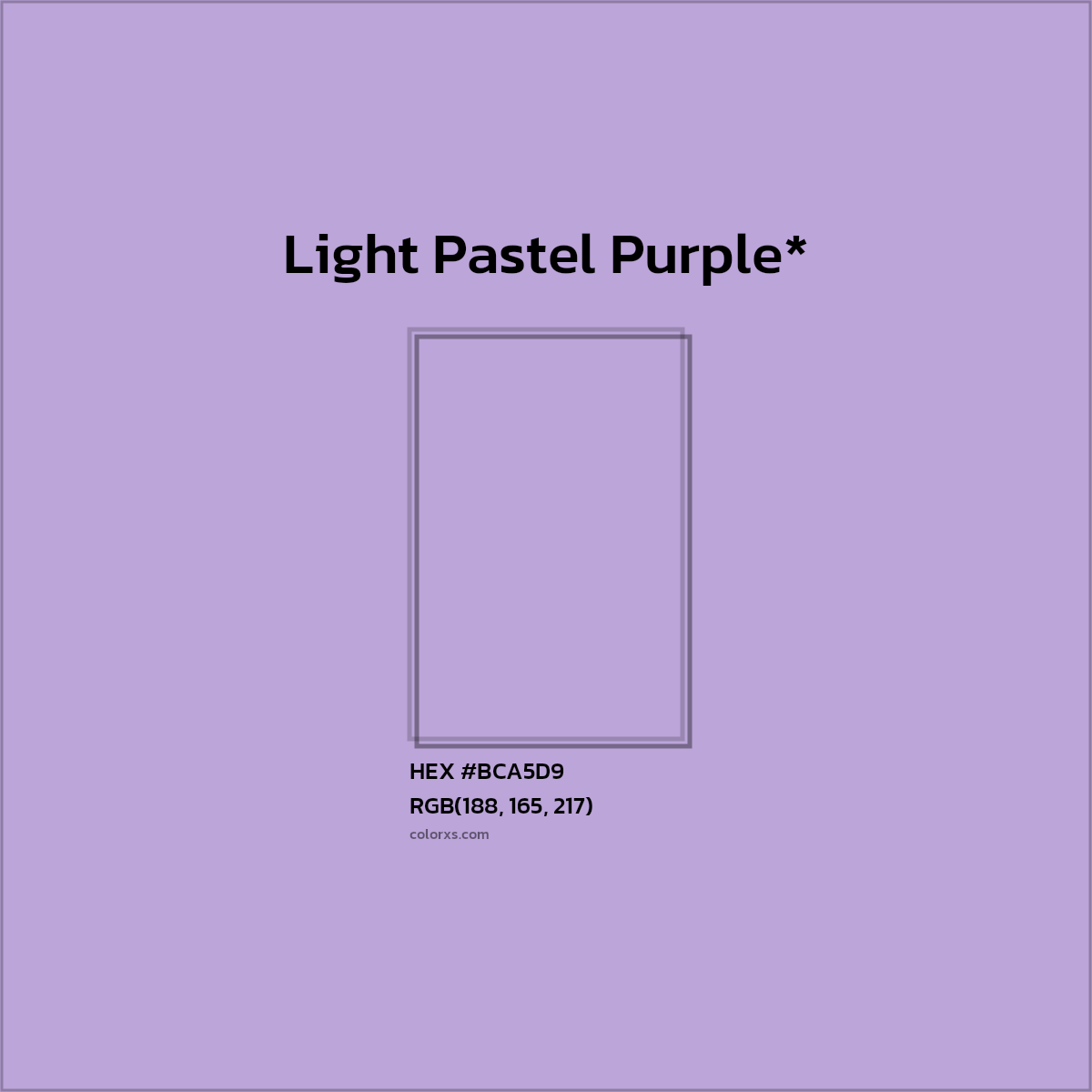 HEX #BCA5D9 Color Name, Color Code, Palettes, Similar Paints, Images