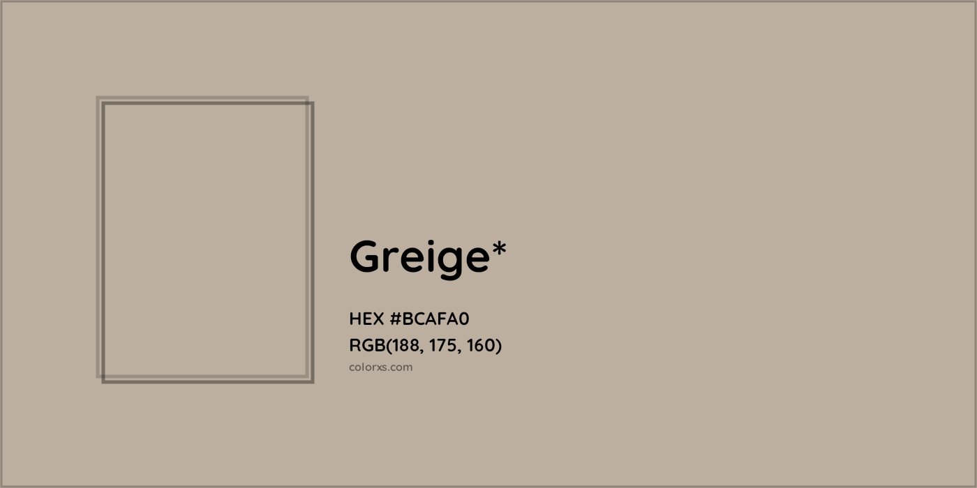 HEX #BCAFA0 Color Name, Color Code, Palettes, Similar Paints, Images