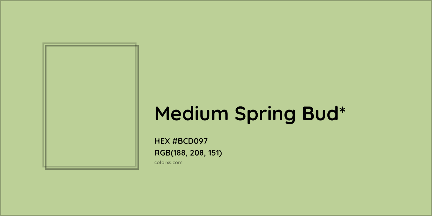 HEX #BCD097 Color Name, Color Code, Palettes, Similar Paints, Images