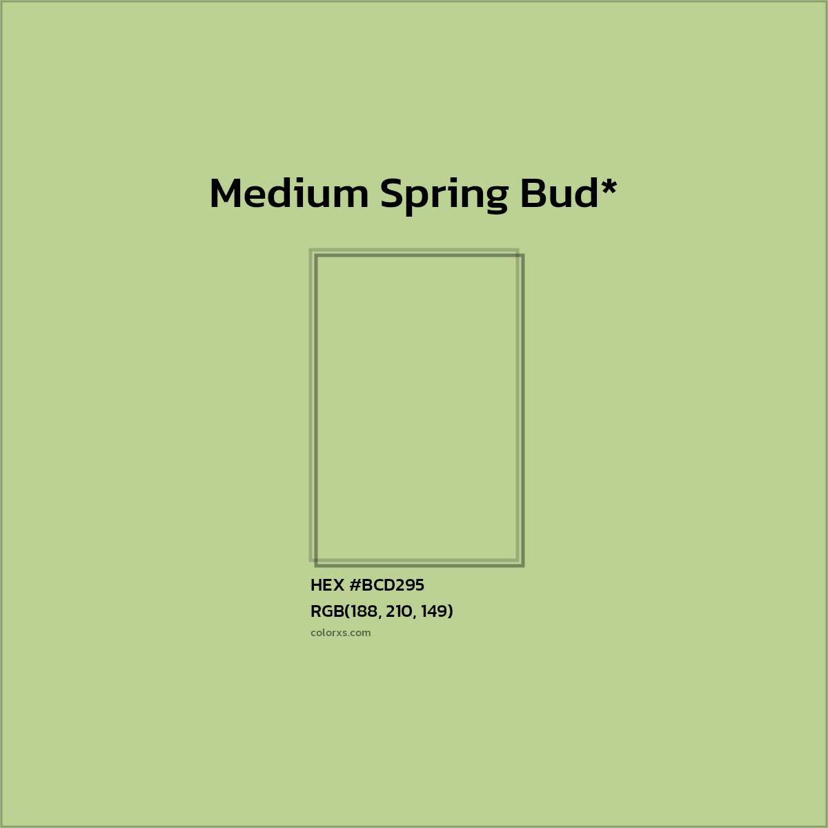 HEX #BCD295 Color Name, Color Code, Palettes, Similar Paints, Images