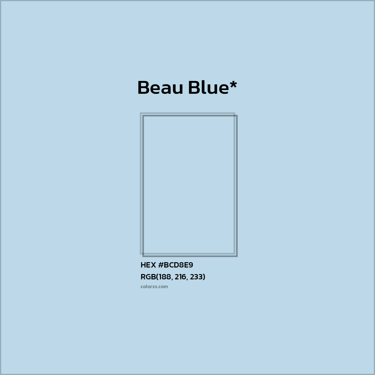 HEX #BCD8E9 Color Name, Color Code, Palettes, Similar Paints, Images