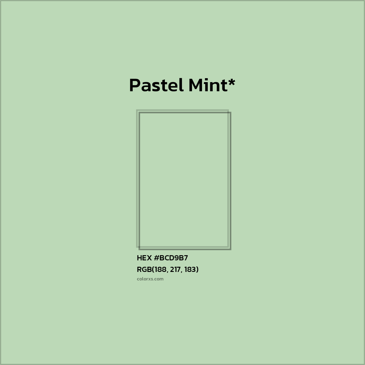 HEX #BCD9B7 Color Name, Color Code, Palettes, Similar Paints, Images