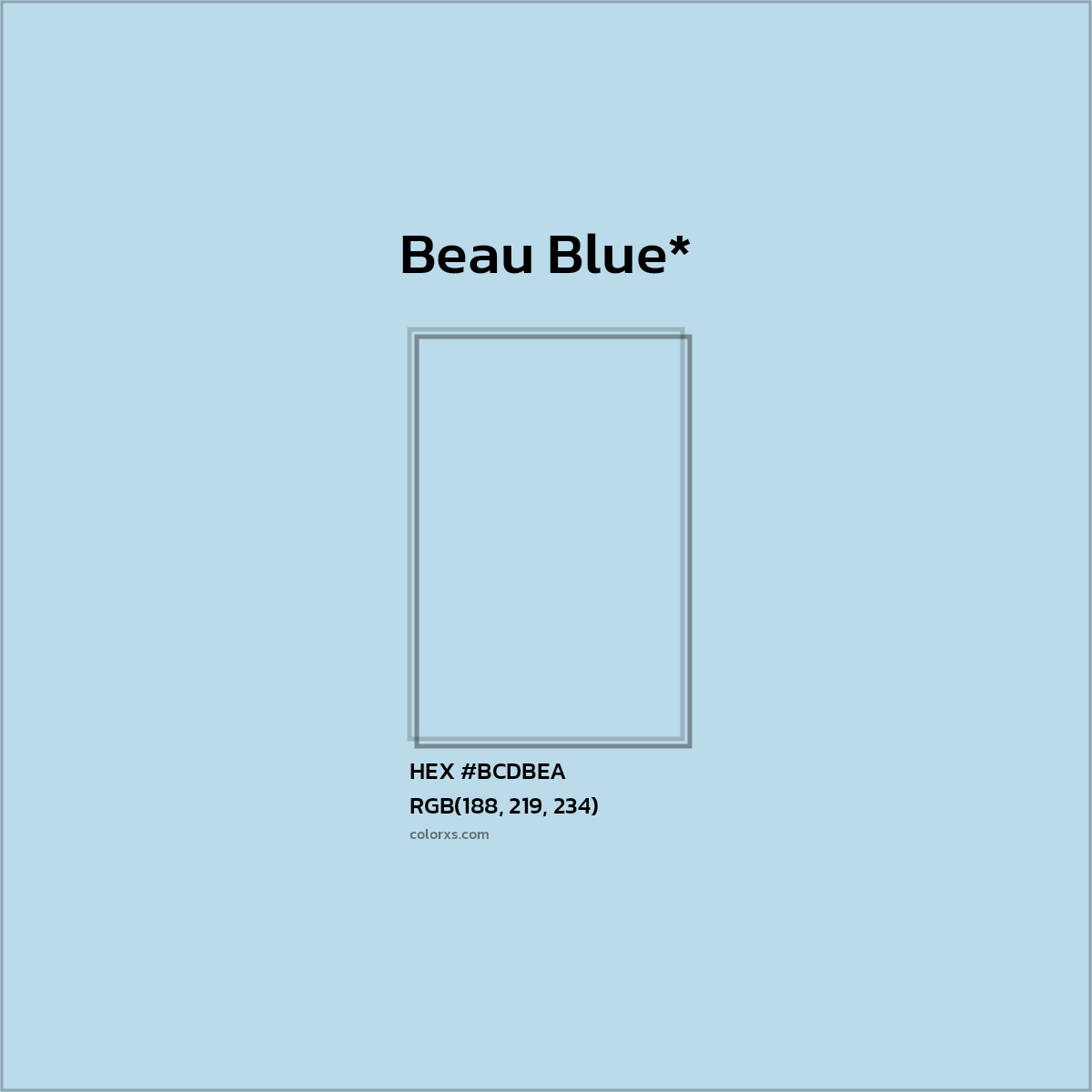 HEX #BCDBEA Color Name, Color Code, Palettes, Similar Paints, Images
