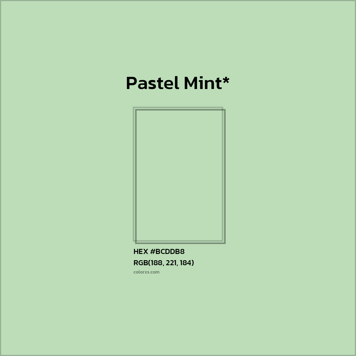 HEX #BCDDB8 Color Name, Color Code, Palettes, Similar Paints, Images