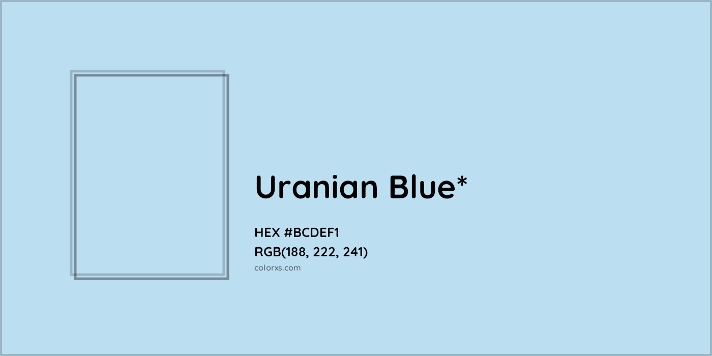 HEX #BCDEF1 Color Name, Color Code, Palettes, Similar Paints, Images