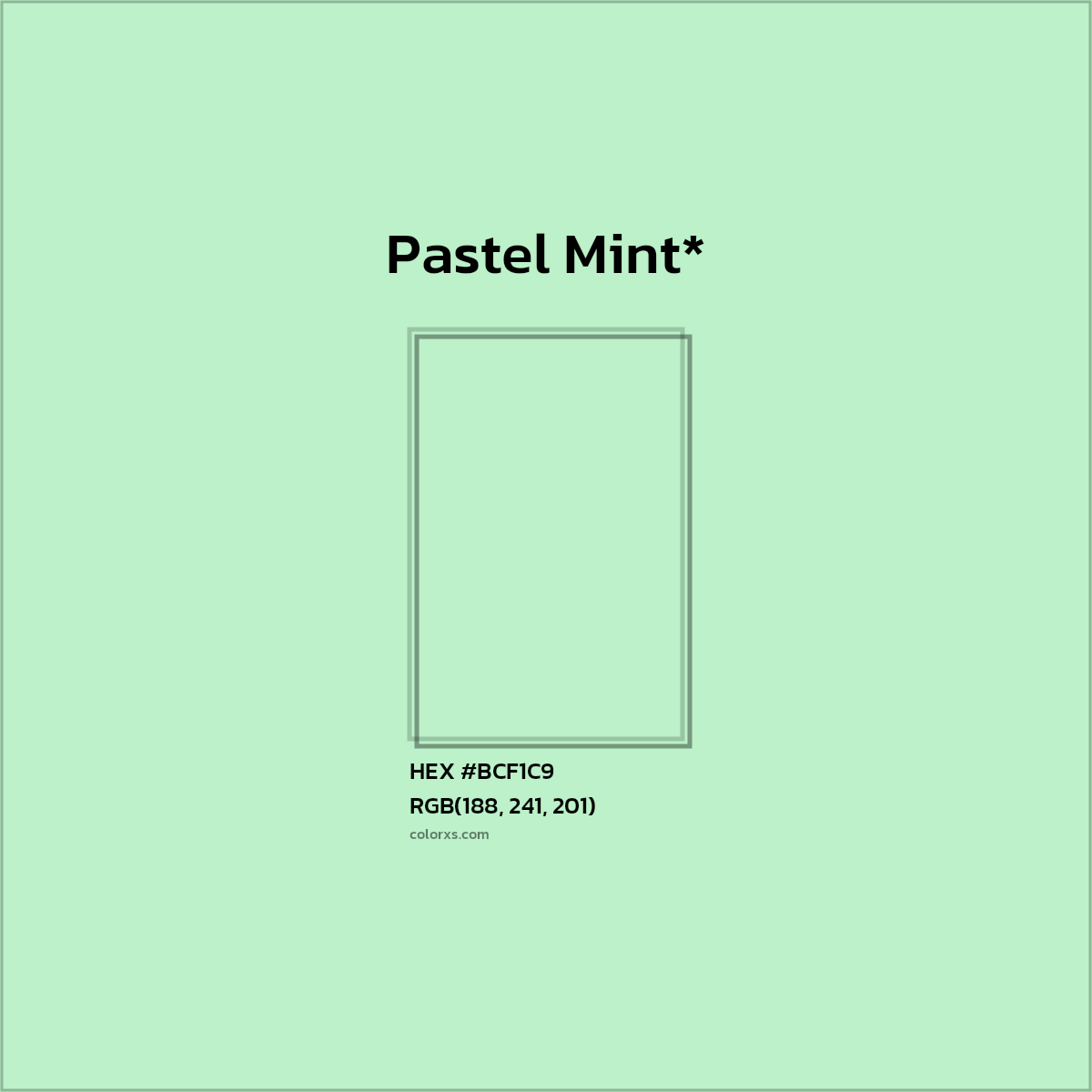 HEX #BCF1C9 Color Name, Color Code, Palettes, Similar Paints, Images