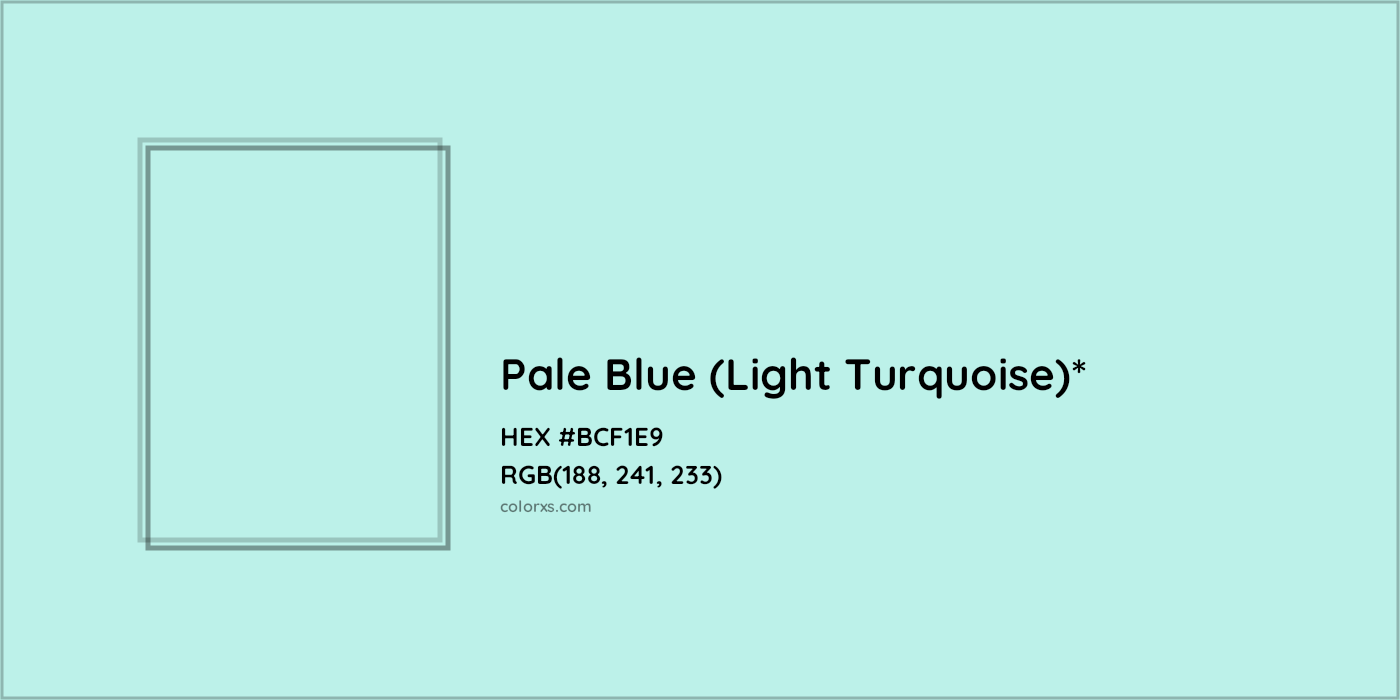 HEX #BCF1E9 Color Name, Color Code, Palettes, Similar Paints, Images