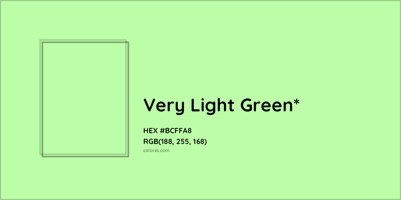 HEX #BCFFA8 Color Name, Color Code, Palettes, Similar Paints, Images