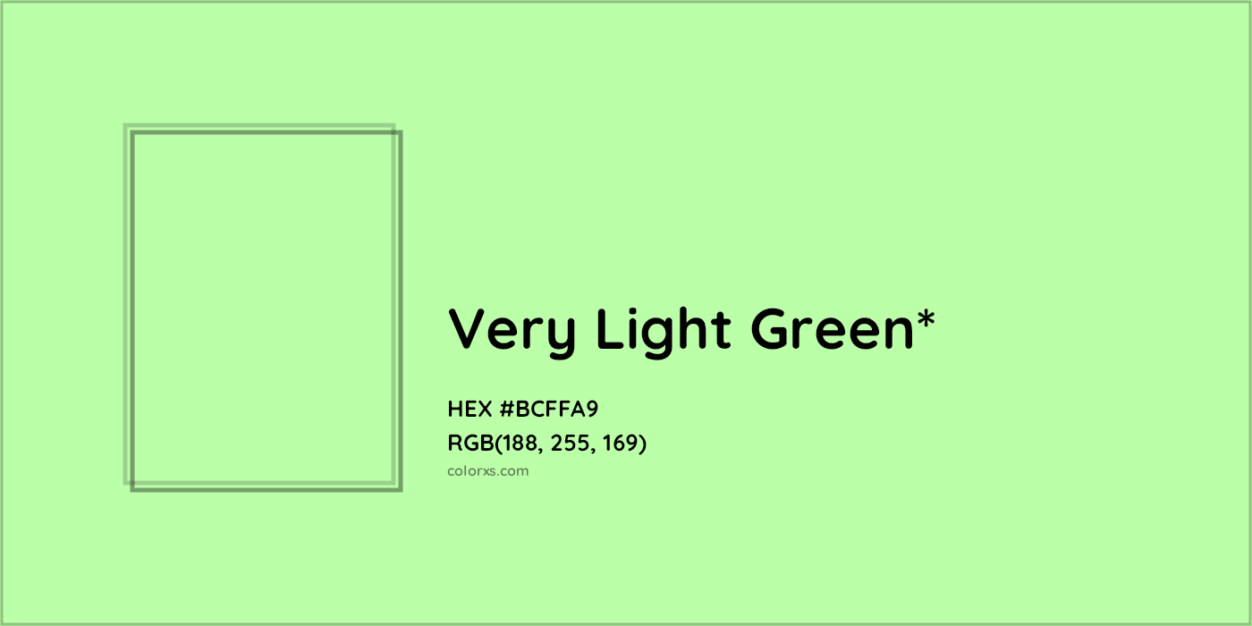 HEX #BCFFA9 Color Name, Color Code, Palettes, Similar Paints, Images