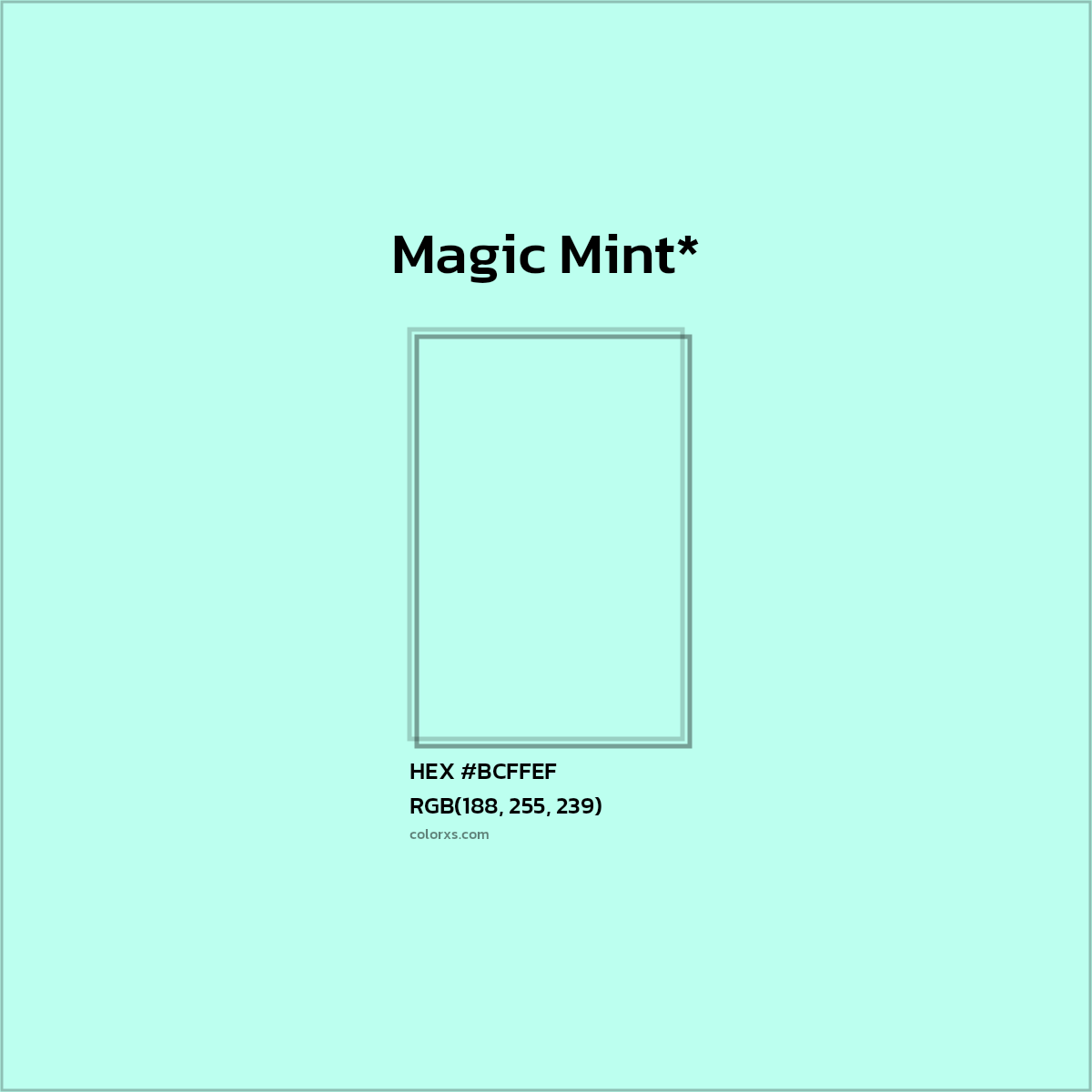HEX #BCFFEF Color Name, Color Code, Palettes, Similar Paints, Images