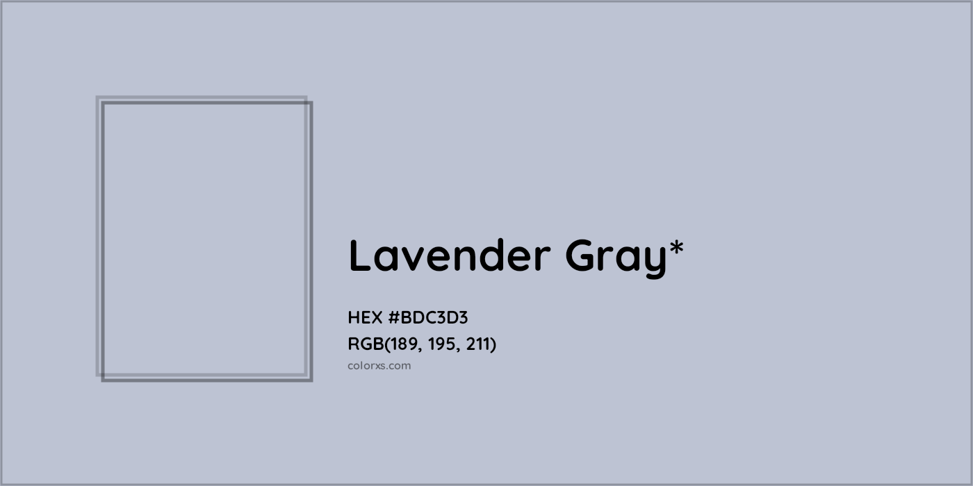 HEX #BDC3D3 Color Name, Color Code, Palettes, Similar Paints, Images