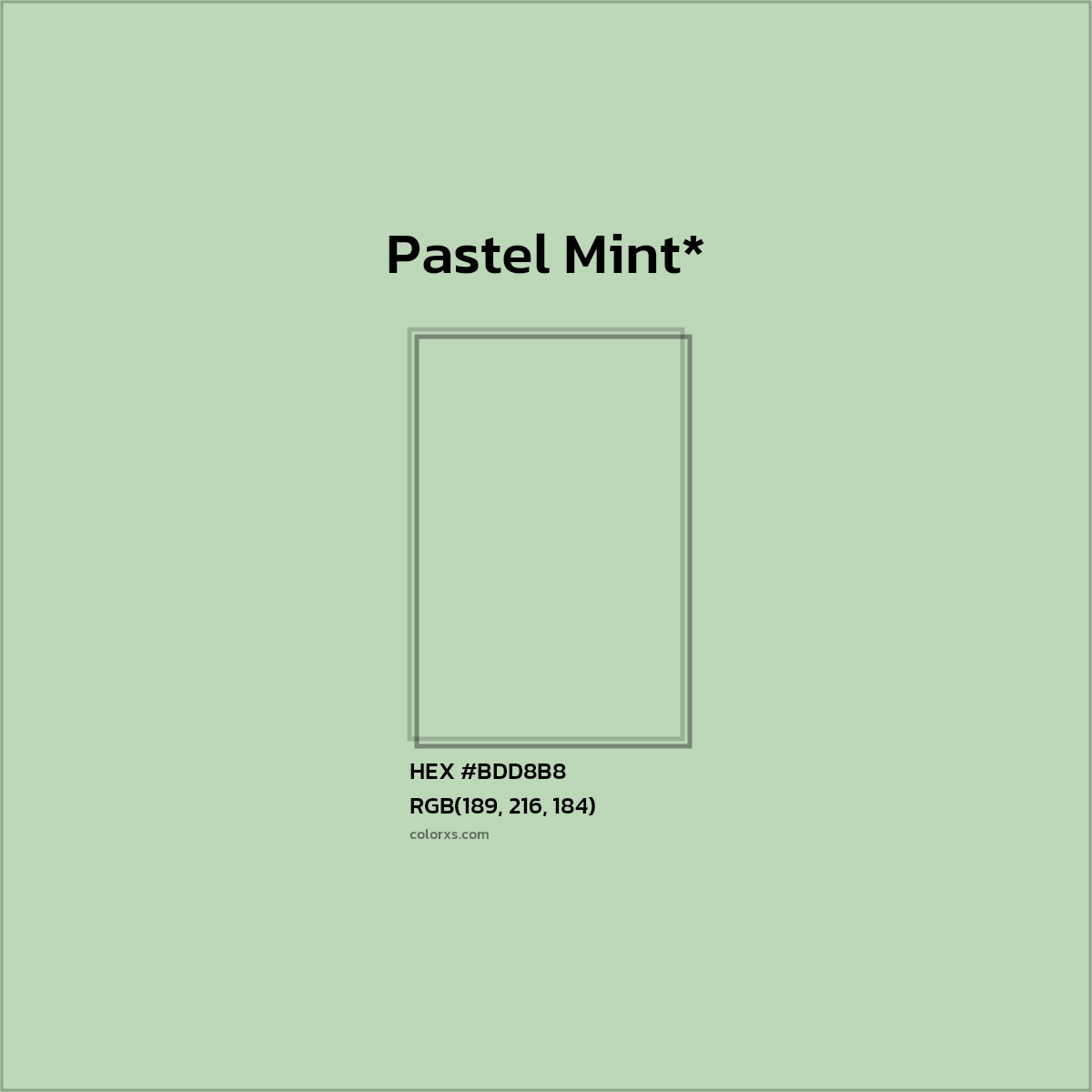HEX #BDD8B8 Color Name, Color Code, Palettes, Similar Paints, Images