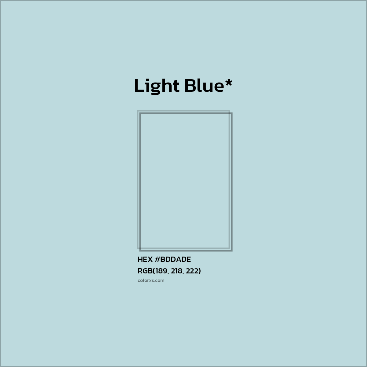 HEX #BDDADE Color Name, Color Code, Palettes, Similar Paints, Images