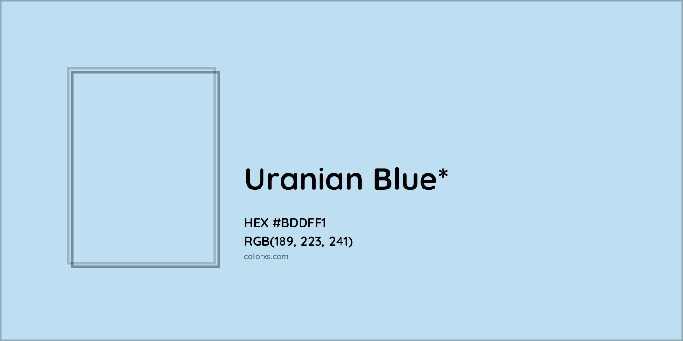 HEX #BDDFF1 Color Name, Color Code, Palettes, Similar Paints, Images