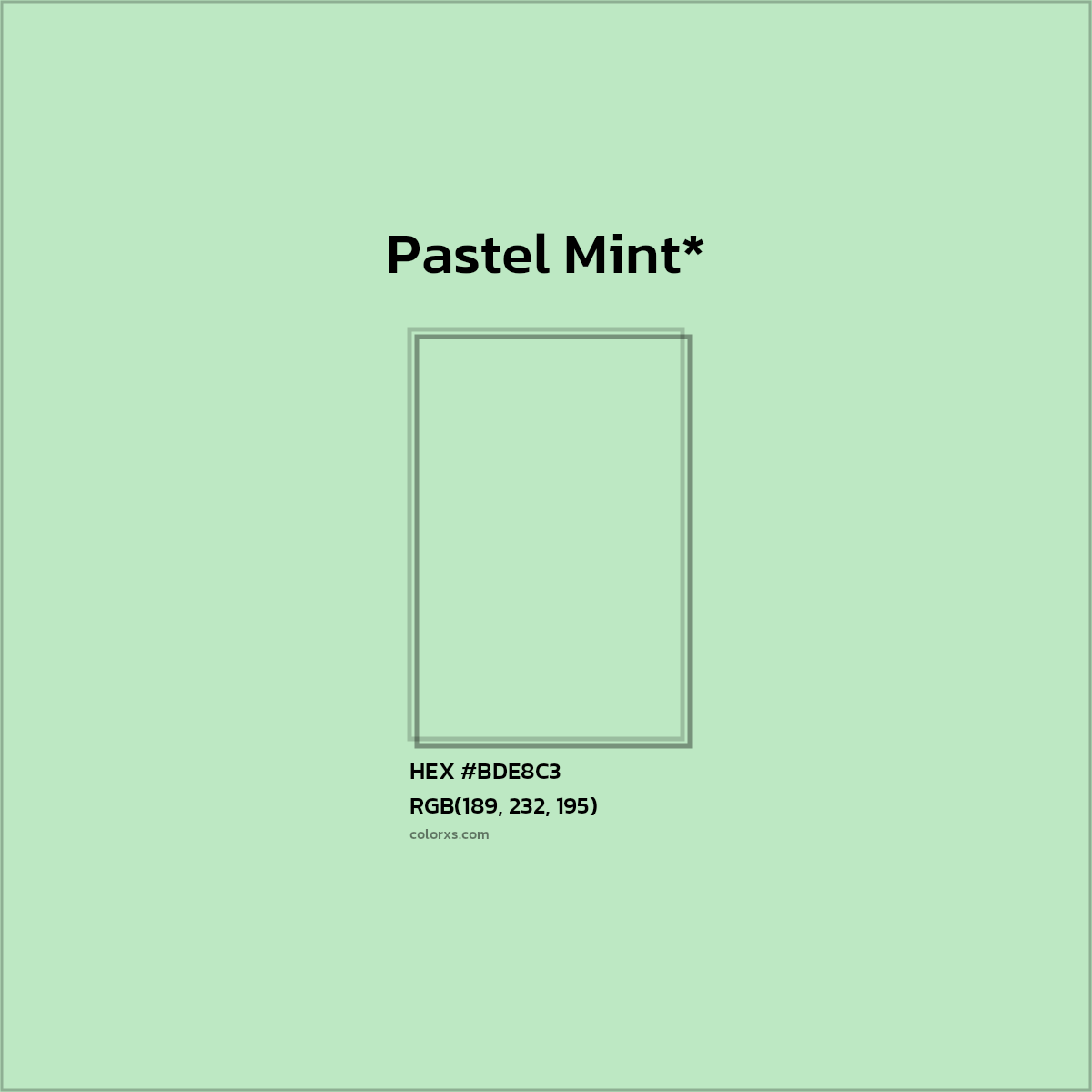 HEX #BDE8C3 Color Name, Color Code, Palettes, Similar Paints, Images