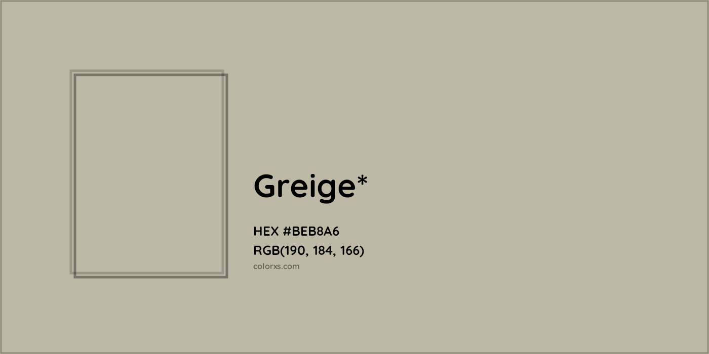 HEX #BEB8A6 Color Name, Color Code, Palettes, Similar Paints, Images