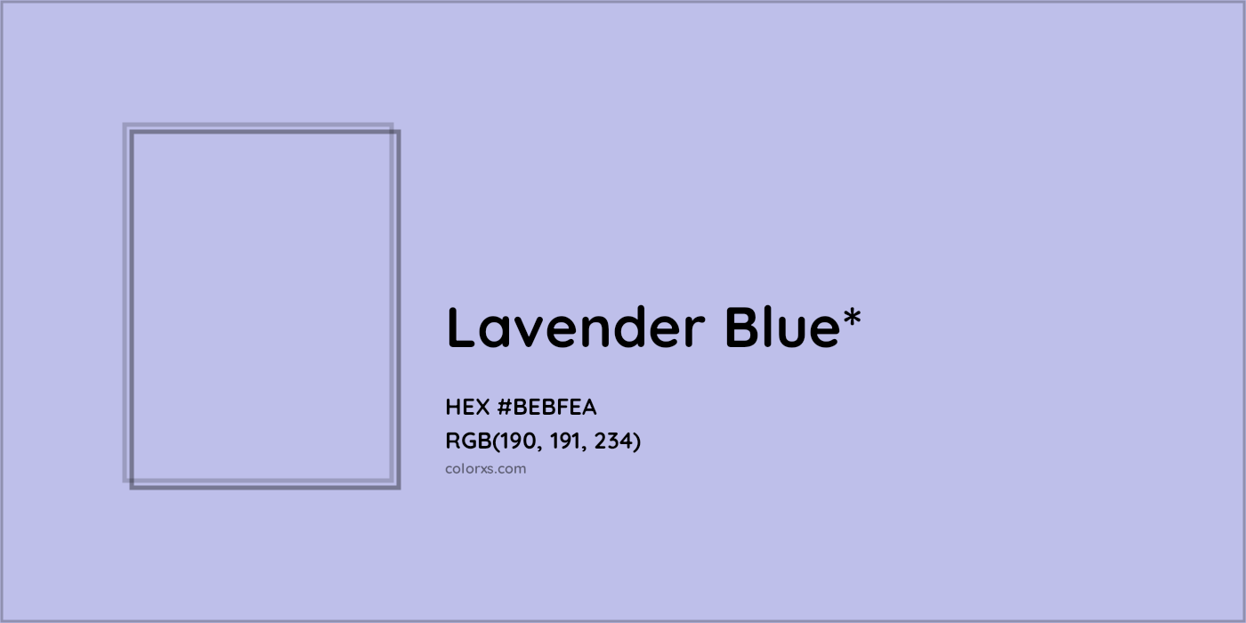 HEX #BEBFEA Color Name, Color Code, Palettes, Similar Paints, Images