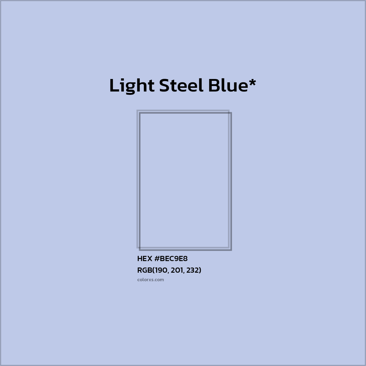 HEX #BEC9E8 Color Name, Color Code, Palettes, Similar Paints, Images