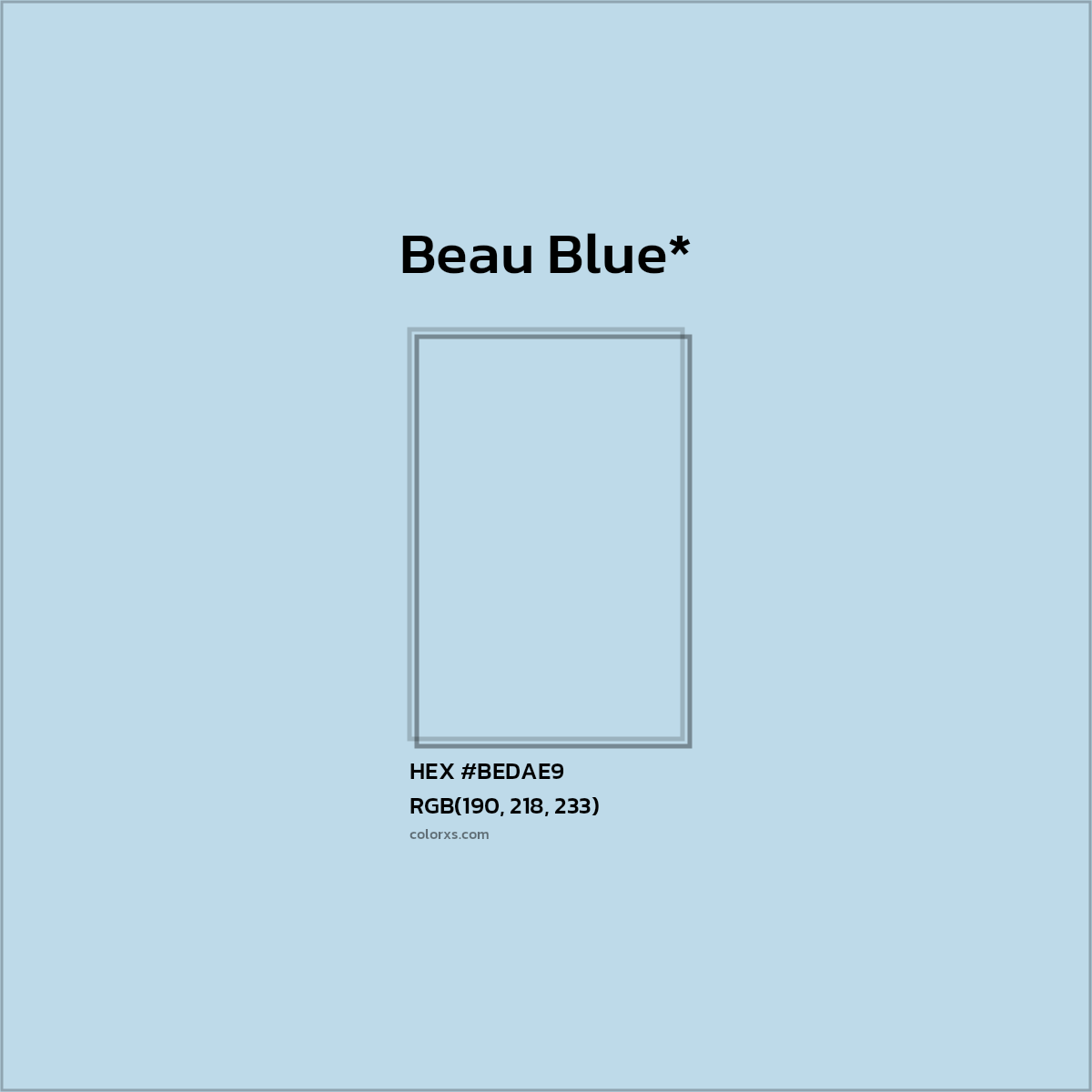 HEX #BEDAE9 Color Name, Color Code, Palettes, Similar Paints, Images