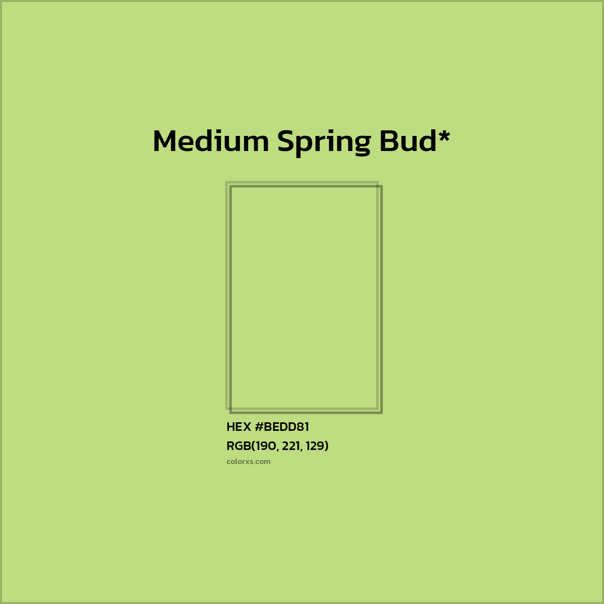 HEX #BEDD81 Color Name, Color Code, Palettes, Similar Paints, Images