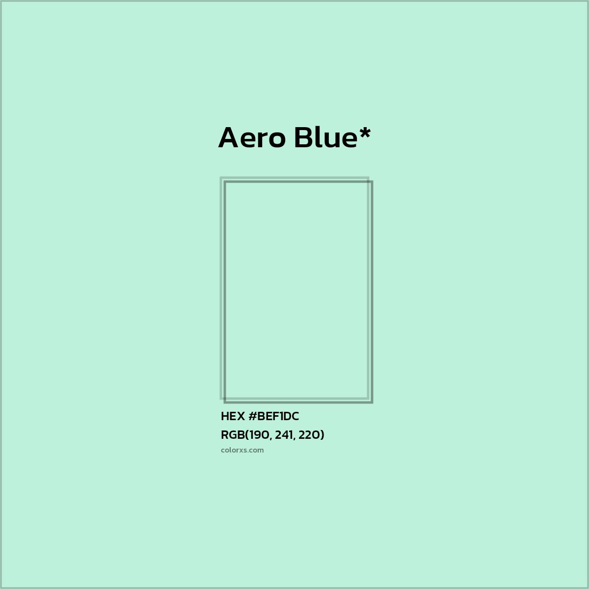 HEX #BEF1DC Color Name, Color Code, Palettes, Similar Paints, Images