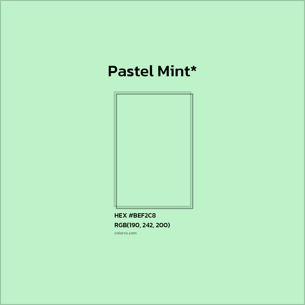 HEX #BEF2C8 Color Name, Color Code, Palettes, Similar Paints, Images