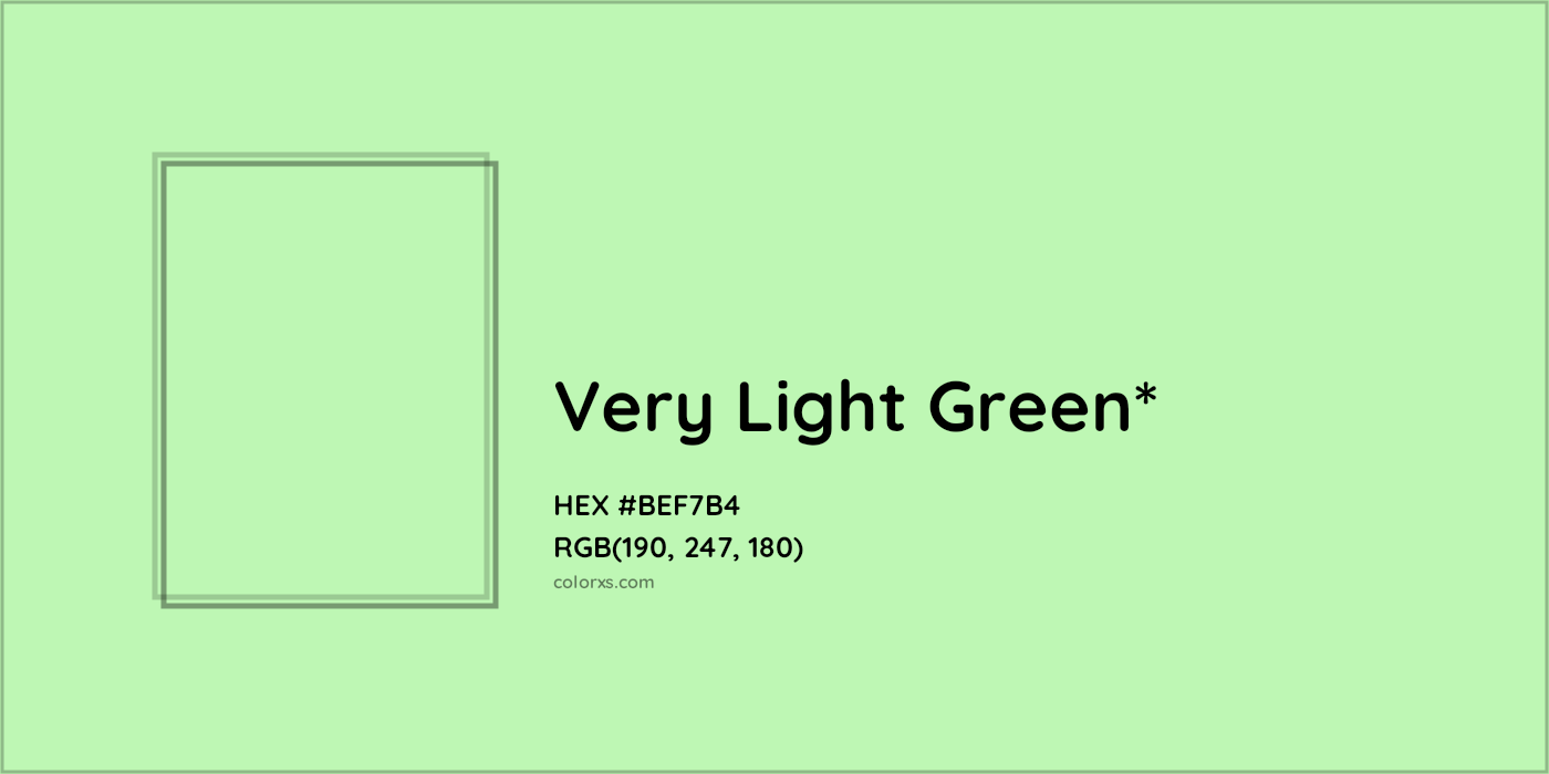HEX #BEF7B4 Color Name, Color Code, Palettes, Similar Paints, Images