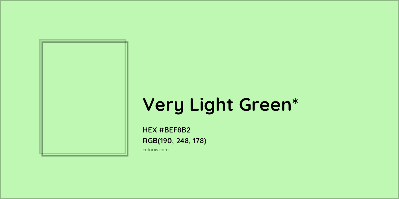 HEX #BEF8B2 Color Name, Color Code, Palettes, Similar Paints, Images