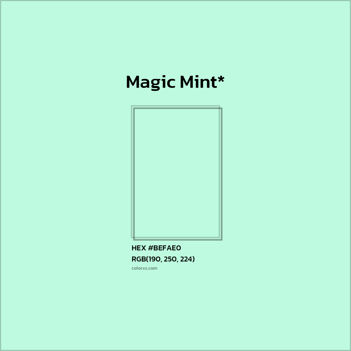 HEX #BEFAE0 Color Name, Color Code, Palettes, Similar Paints, Images