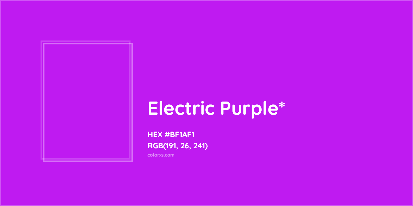 HEX #BF1AF1 Color Name, Color Code, Palettes, Similar Paints, Images