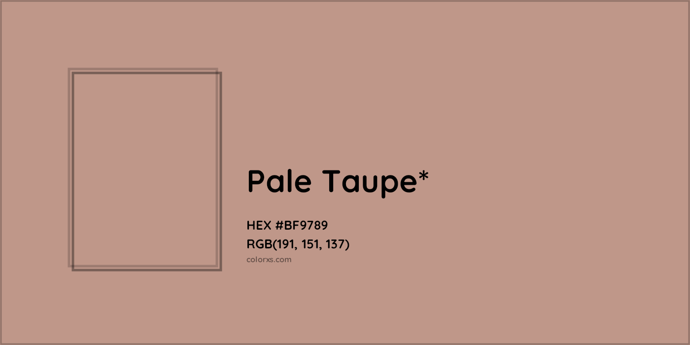 HEX #BF9789 Color Name, Color Code, Palettes, Similar Paints, Images