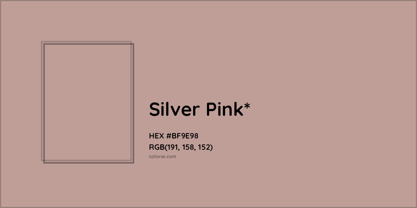HEX #BF9E98 Color Name, Color Code, Palettes, Similar Paints, Images