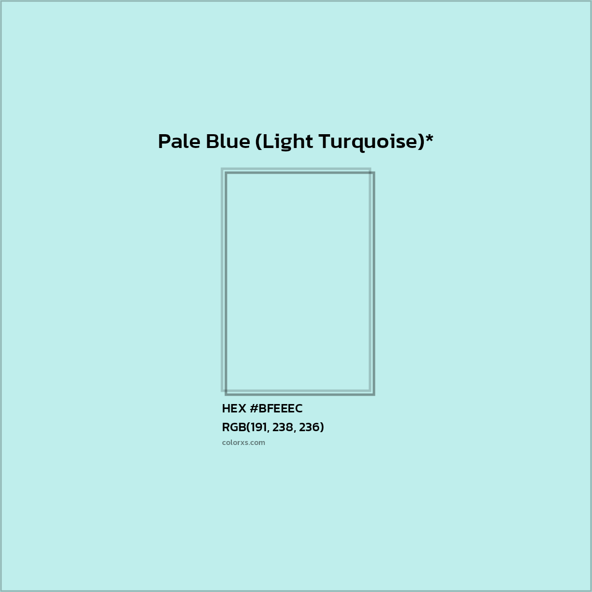 HEX #BFEEEC Color Name, Color Code, Palettes, Similar Paints, Images