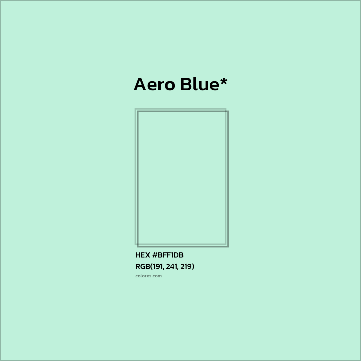 HEX #BFF1DB Color Name, Color Code, Palettes, Similar Paints, Images
