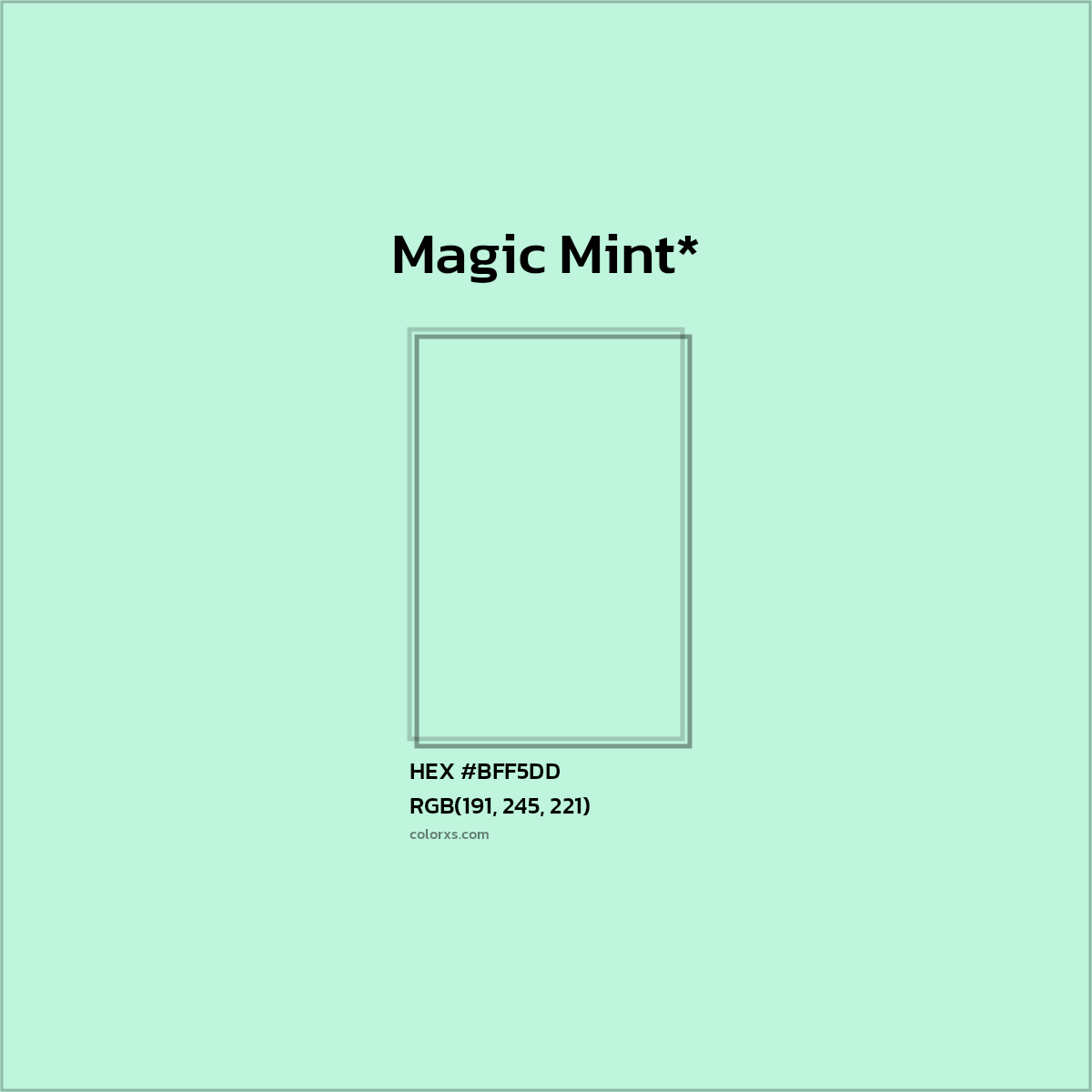 HEX #BFF5DD Color Name, Color Code, Palettes, Similar Paints, Images