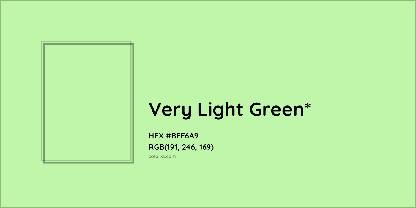HEX #BFF6A9 Color Name, Color Code, Palettes, Similar Paints, Images