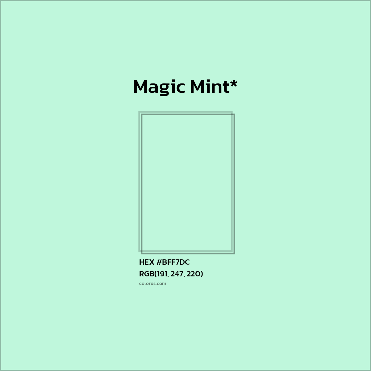 HEX #BFF7DC Color Name, Color Code, Palettes, Similar Paints, Images