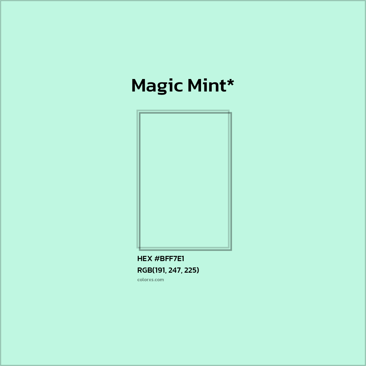 HEX #BFF7E1 Color Name, Color Code, Palettes, Similar Paints, Images