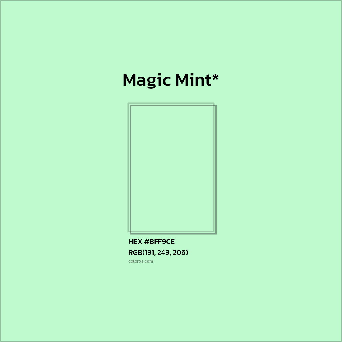 HEX #BFF9CE Color Name, Color Code, Palettes, Similar Paints, Images