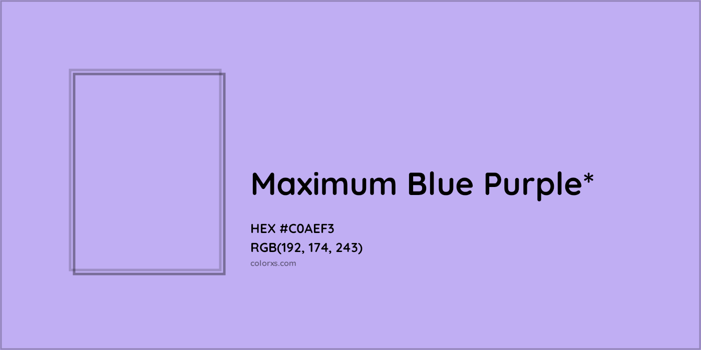 HEX #C0AEF3 Color Name, Color Code, Palettes, Similar Paints, Images