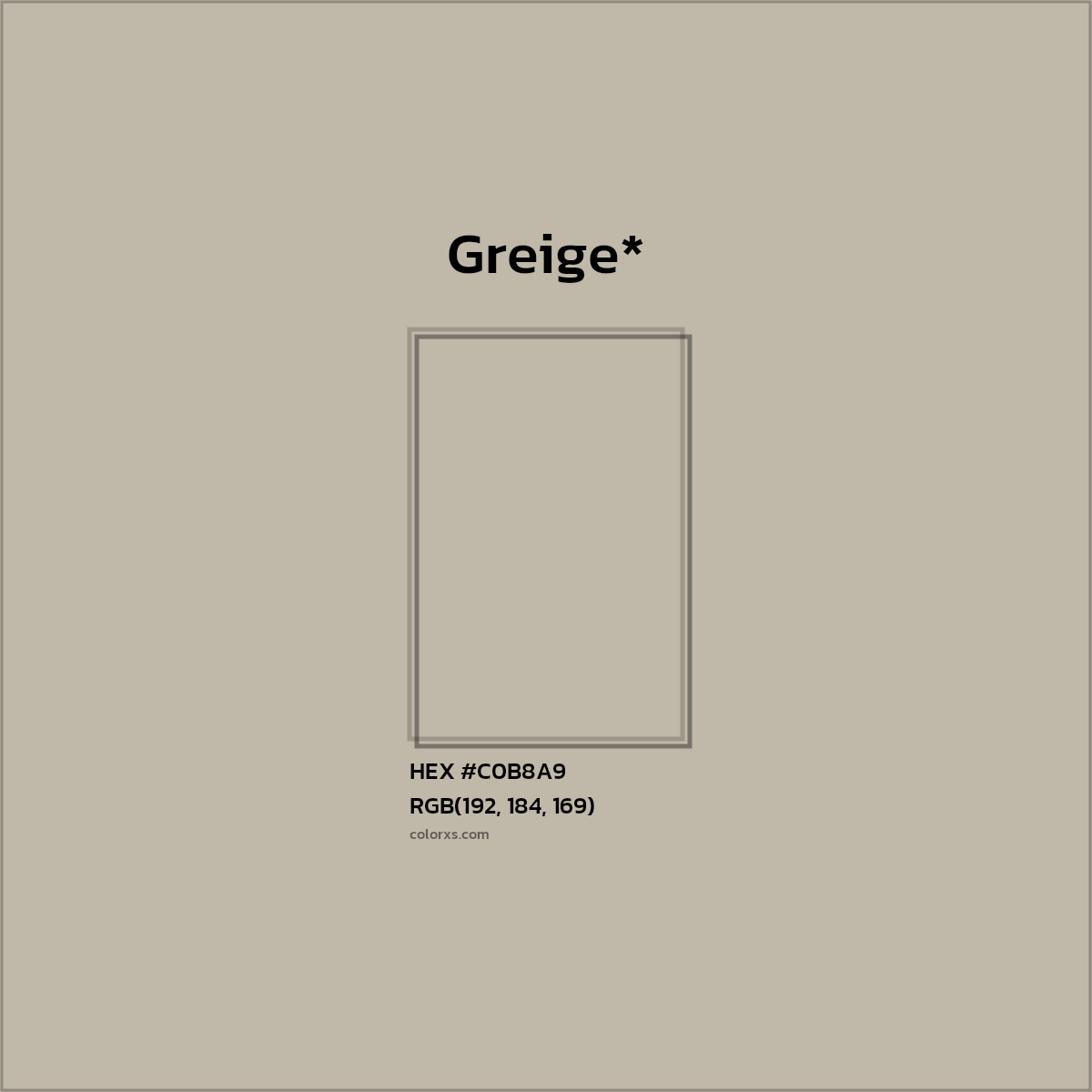 HEX #C0B8A9 Color Name, Color Code, Palettes, Similar Paints, Images
