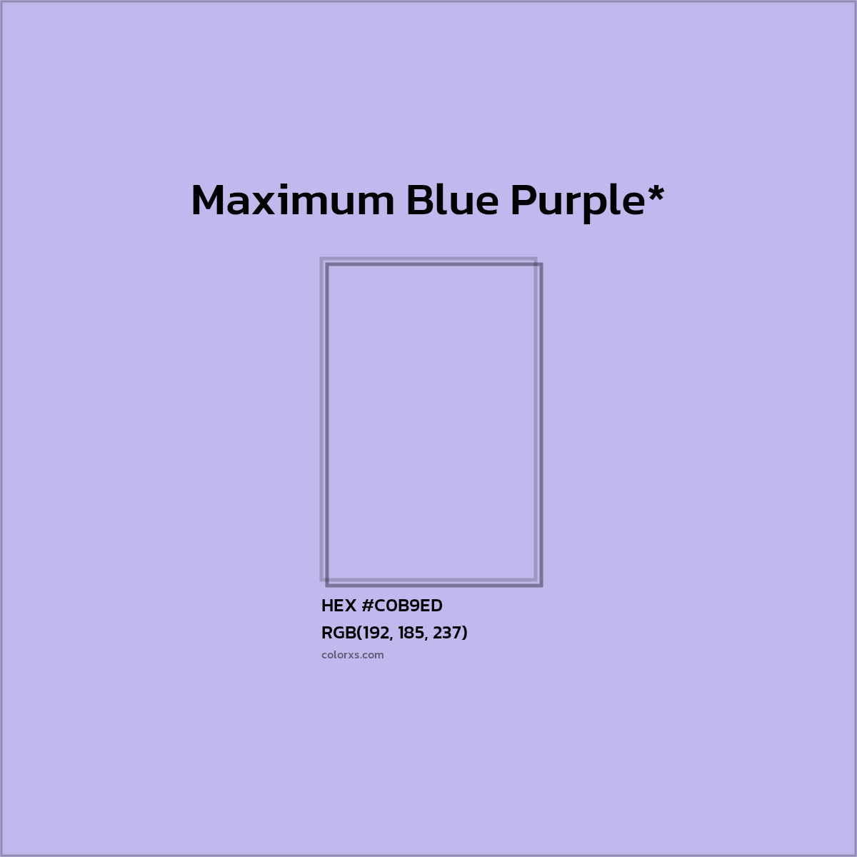 HEX #C0B9ED Color Name, Color Code, Palettes, Similar Paints, Images