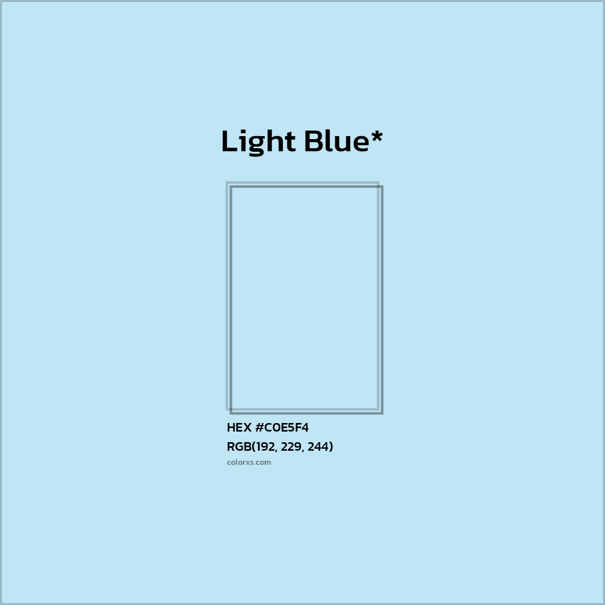 HEX #C0E5F4 Color Name, Color Code, Palettes, Similar Paints, Images