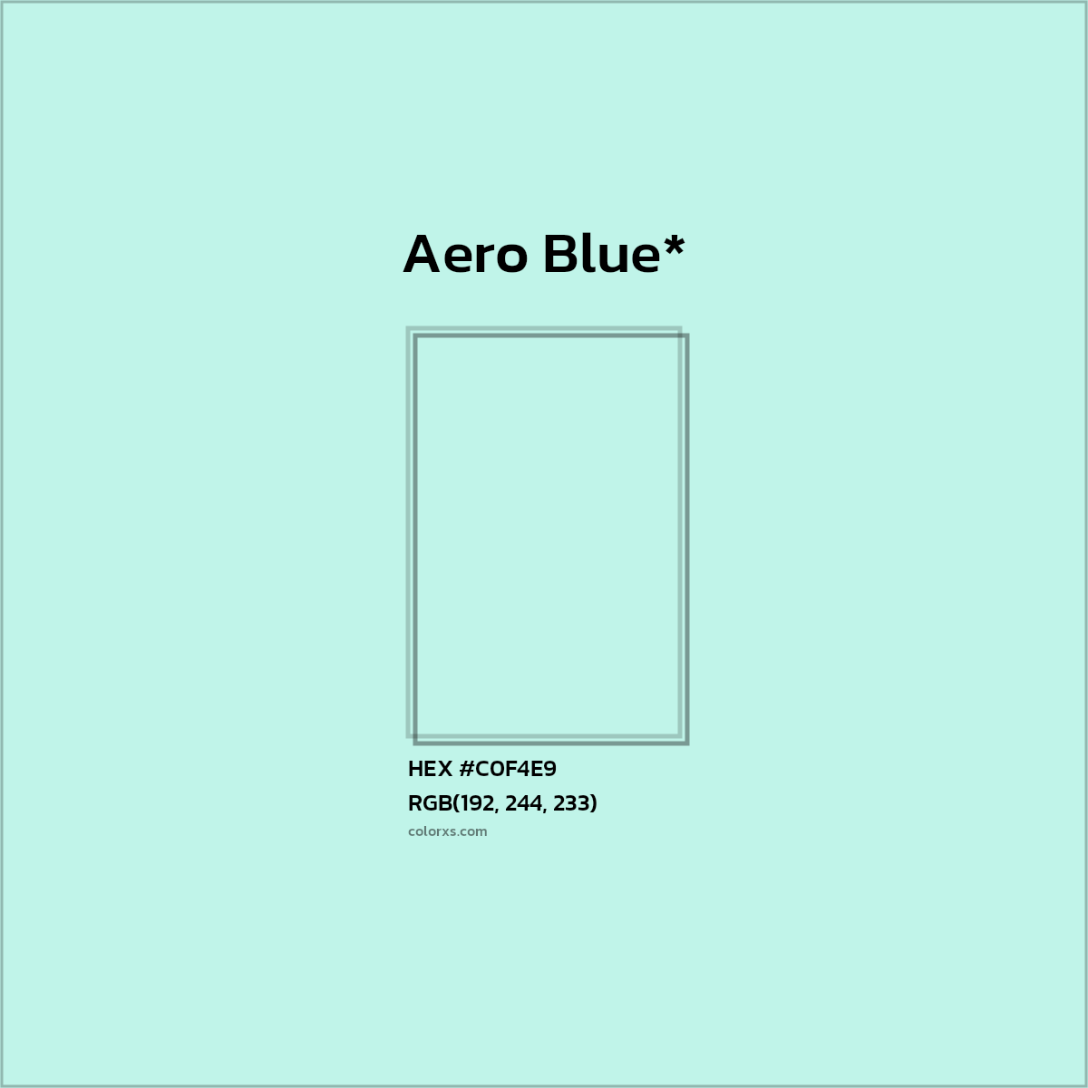 HEX #C0F4E9 Color Name, Color Code, Palettes, Similar Paints, Images