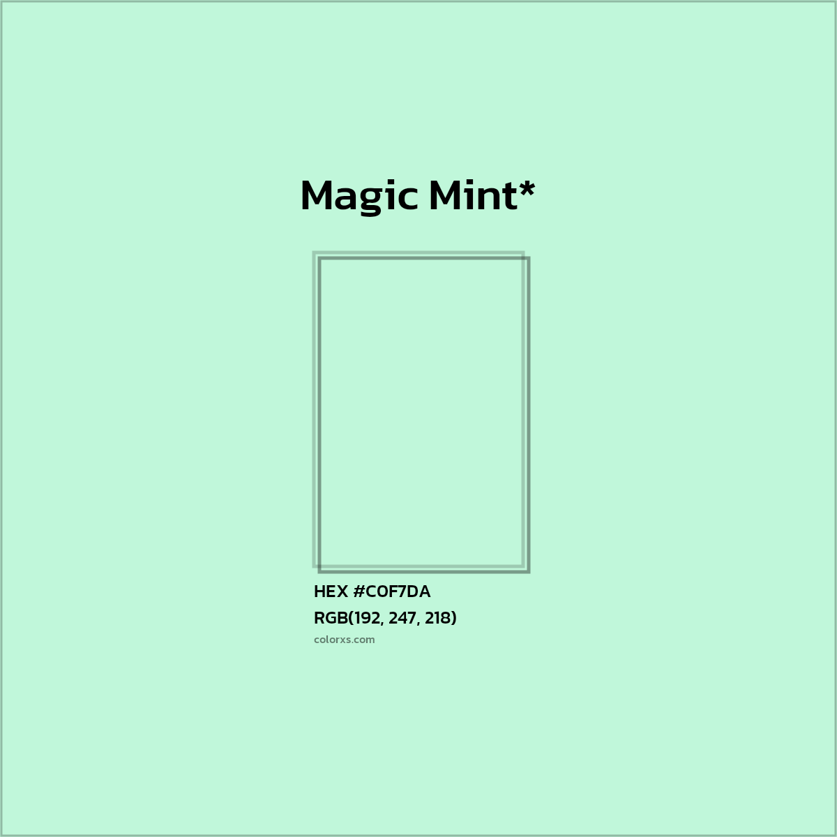 HEX #C0F7DA Color Name, Color Code, Palettes, Similar Paints, Images