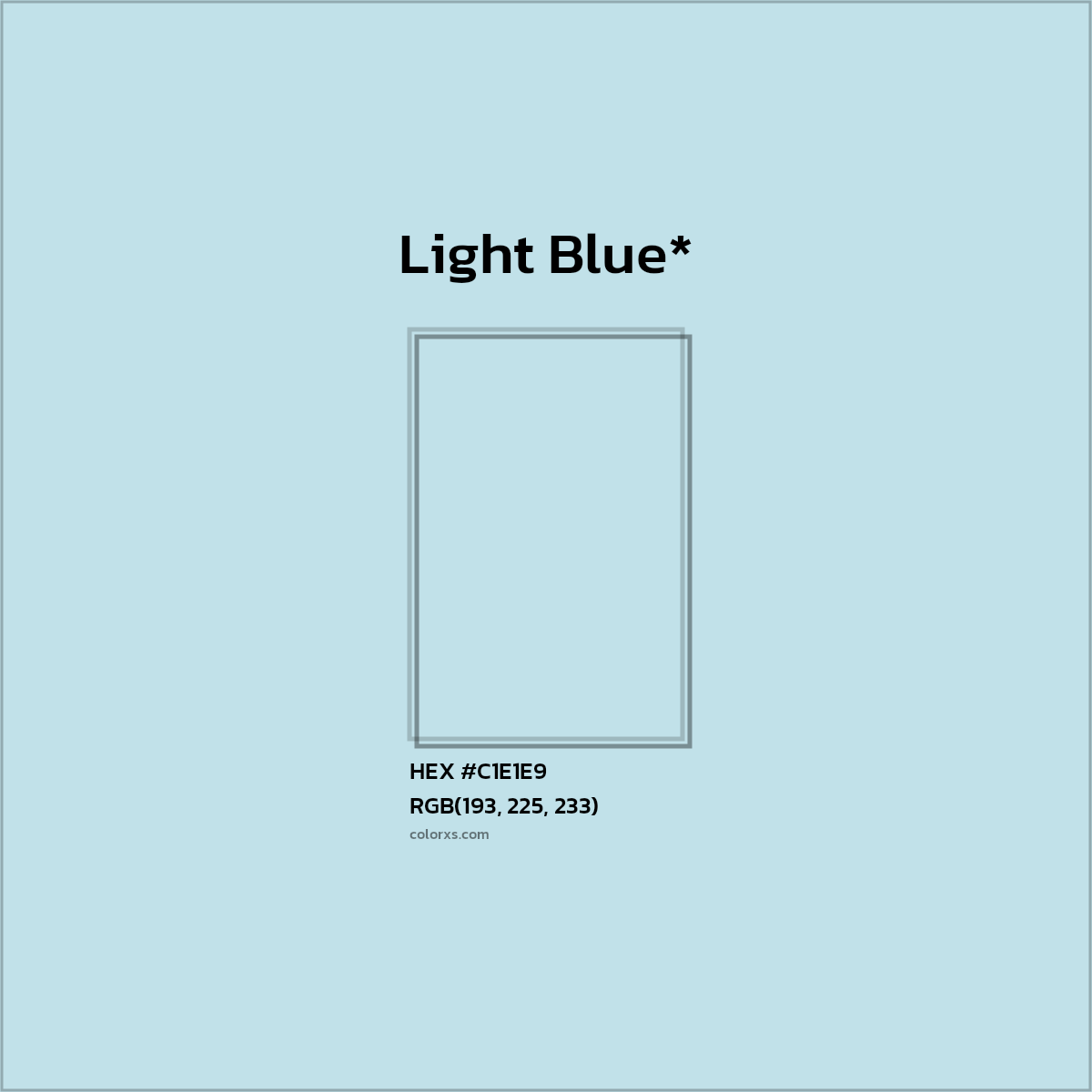 HEX #C1E1E9 Color Name, Color Code, Palettes, Similar Paints, Images