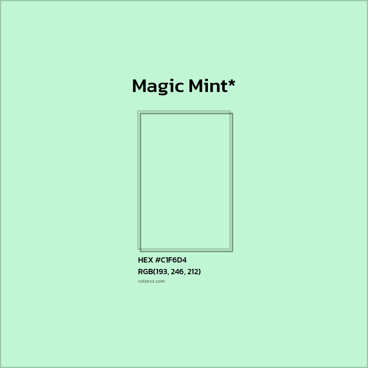 HEX #C1F6D4 Color Name, Color Code, Palettes, Similar Paints, Images